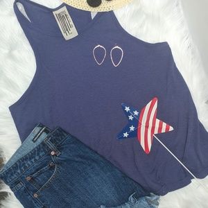 Free People Navy Long Beach Ribbed Tank